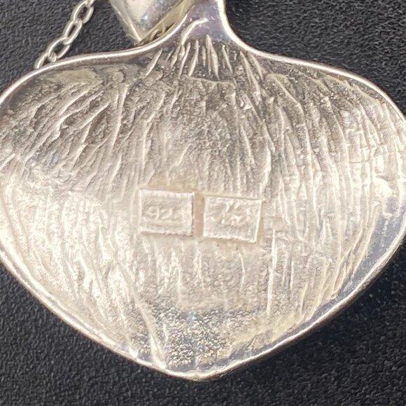 Unique Sterling Silver Textured Leaf Heart Pendant & 18” Necklace CW 925 - 4.5gm - Picture 8 of 13